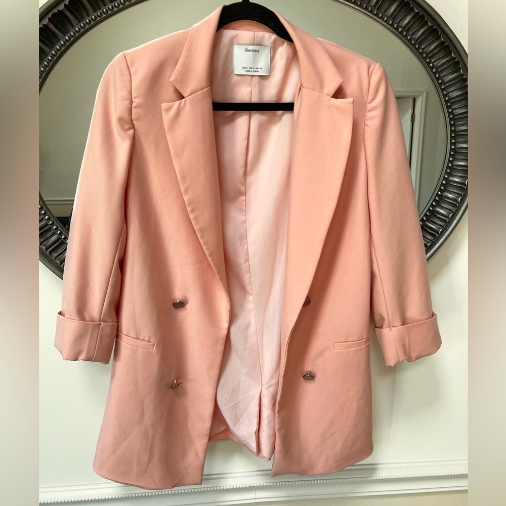 Bershka Peachy Pink Open Front Blazer Small